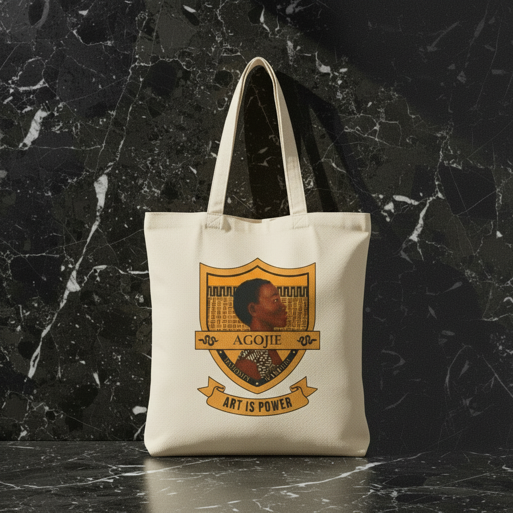 Dahomey Warrior natural canvas tote bag hero scale upright — Art Is Power Vol. I | Inkwell Fine Art Prints
