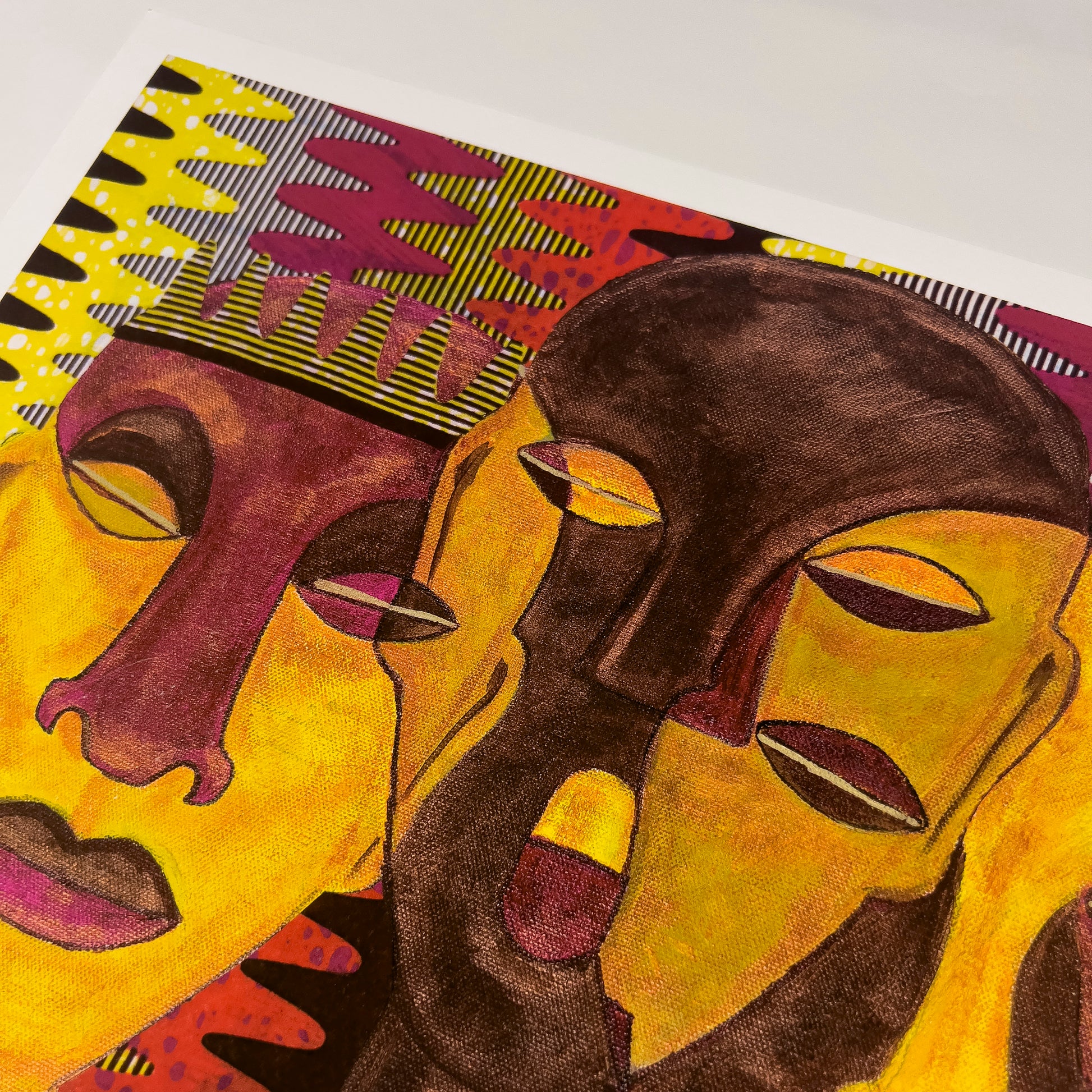 All Hail The Queen - Mixed media art print - detail of the faces
