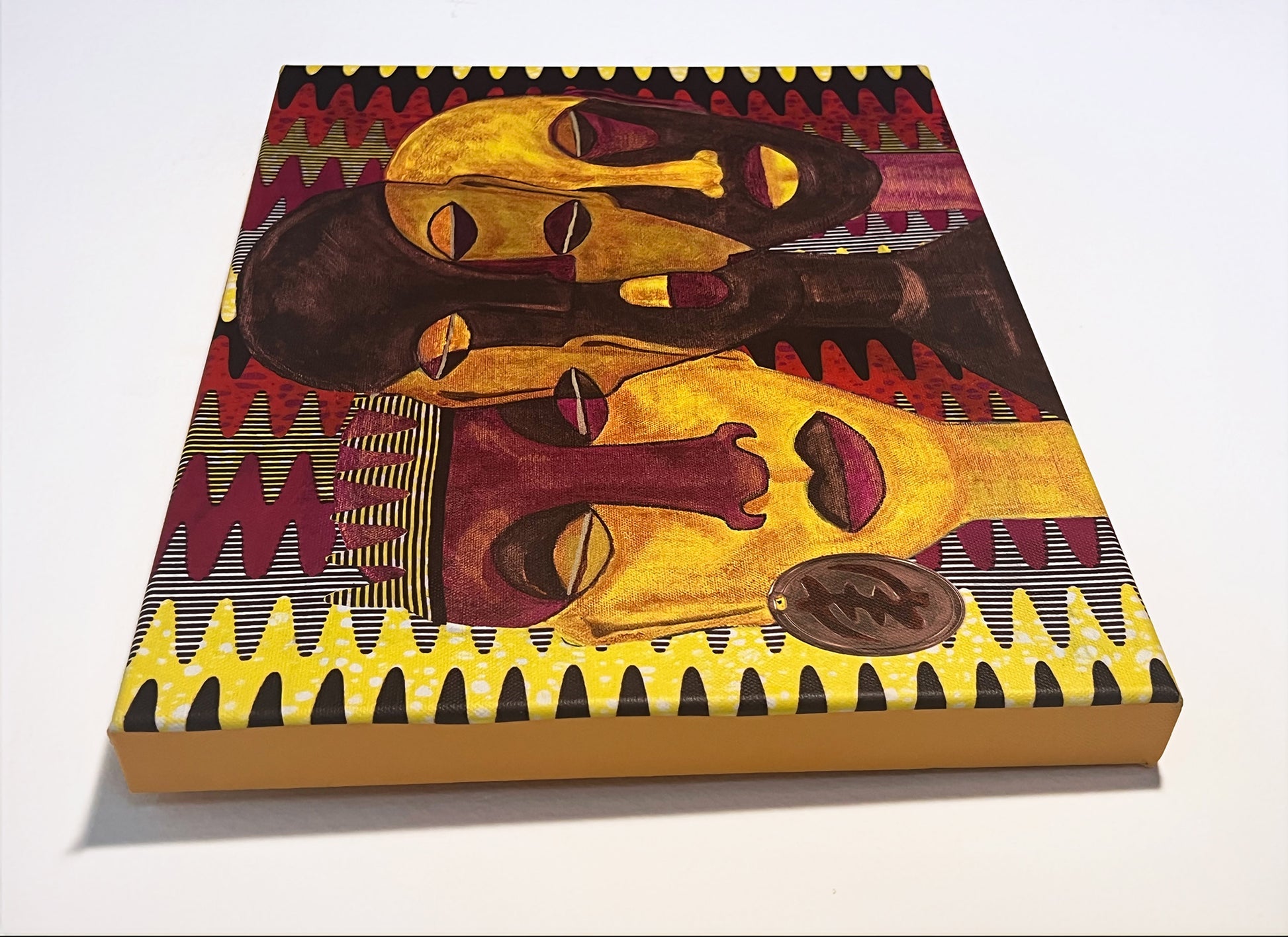 African American Artwork  Print on Canvas, Showing African Masks