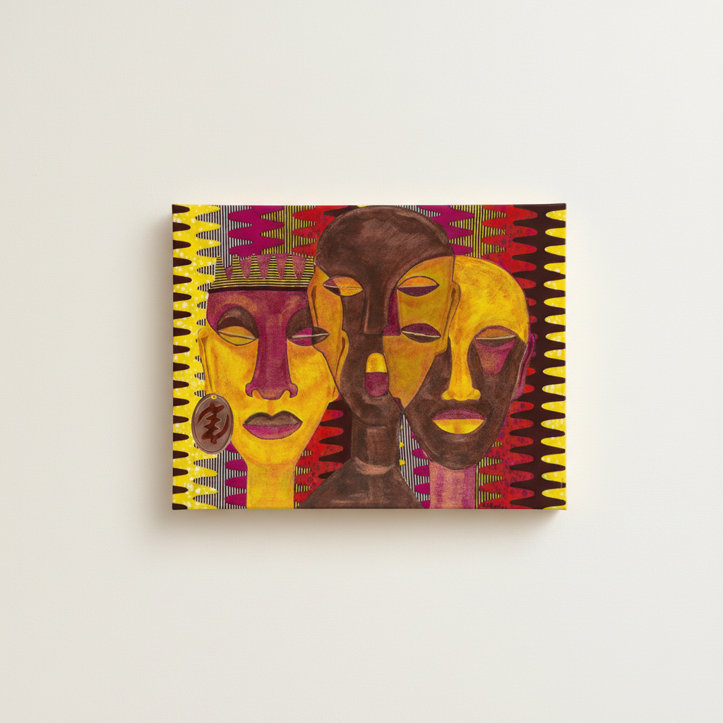 All Hail the Queen stretched canvas print — full artwork image of Afrocentric queen on canvas