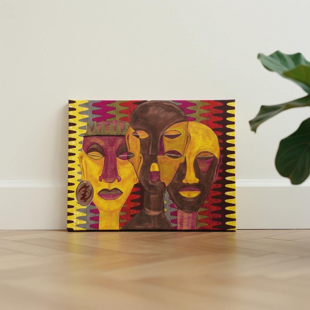 All Hail the Queen canvas print low angle floor lean — Afrocentric Black queen mixed media wall art