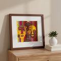 All Hail the Queen art print in espresso frame on bedroom nightstand — Black queen Afrocentric wall decor