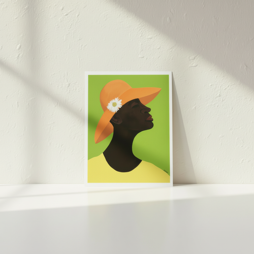 Annabelle's New Hat framed giclee print — unframed small print in minimalist styling