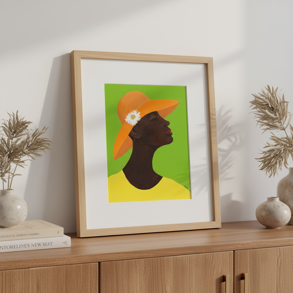 Annabelle's New Hat — Framed Print, Natural Wood