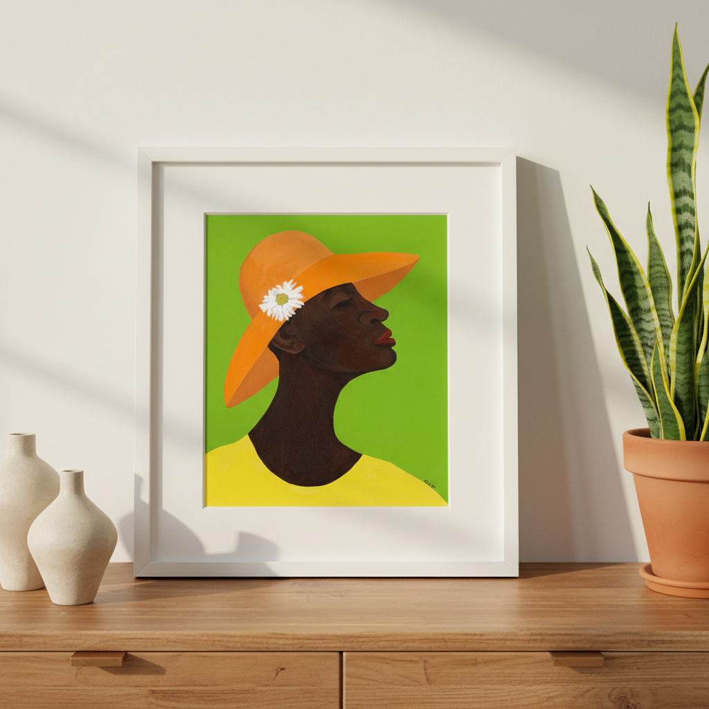Annabelle's New Hat — Framed Print, White
