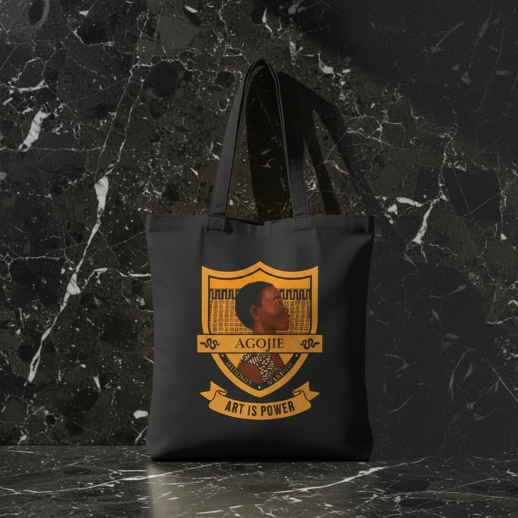 Dahomey Warrior black canvas tote hero scale — included in The Warrior Set — Art Is Power Vol. I | Inkwell Fine Art Prints