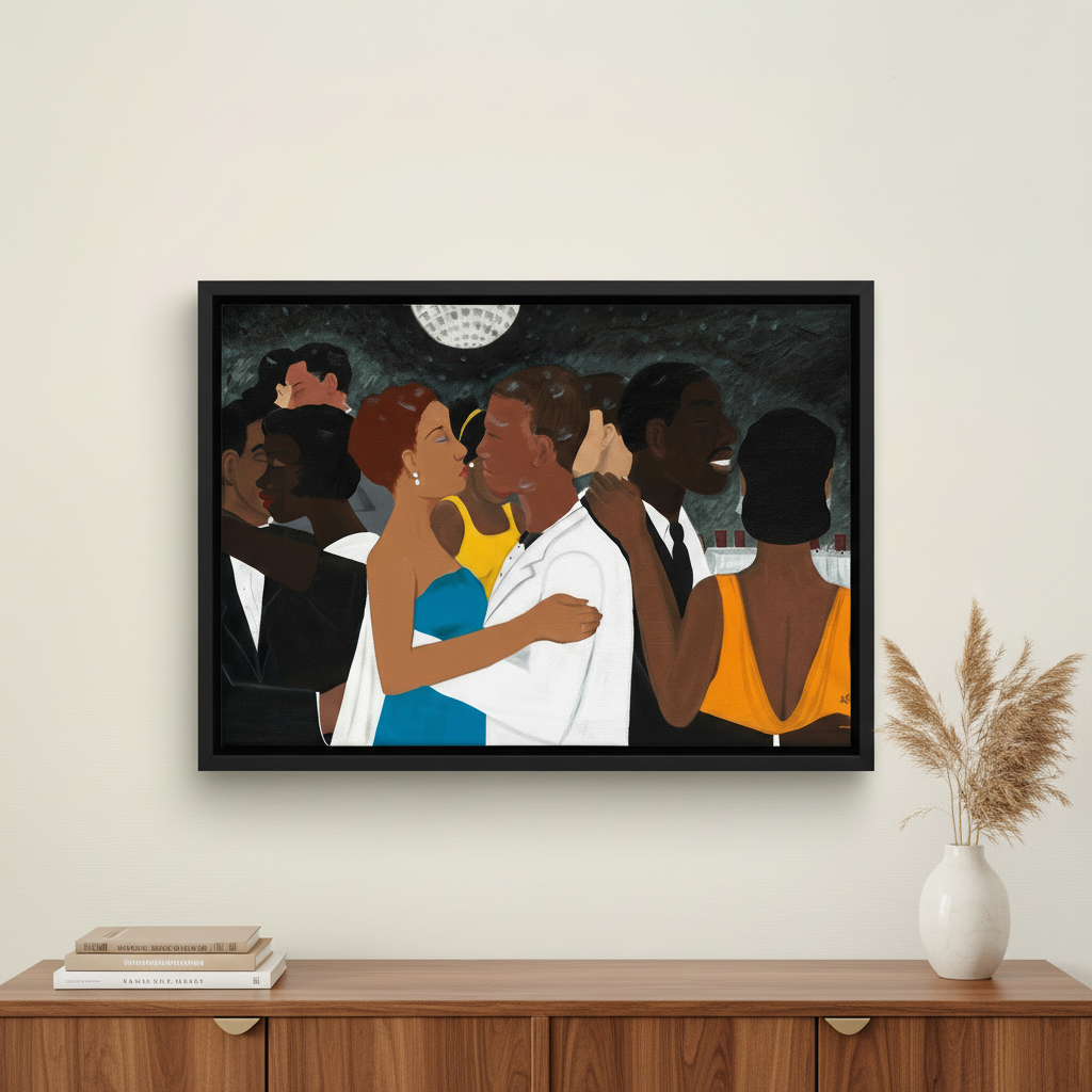 Black Couple Framed Canvas Wall Art (Date Night) | African American Decor