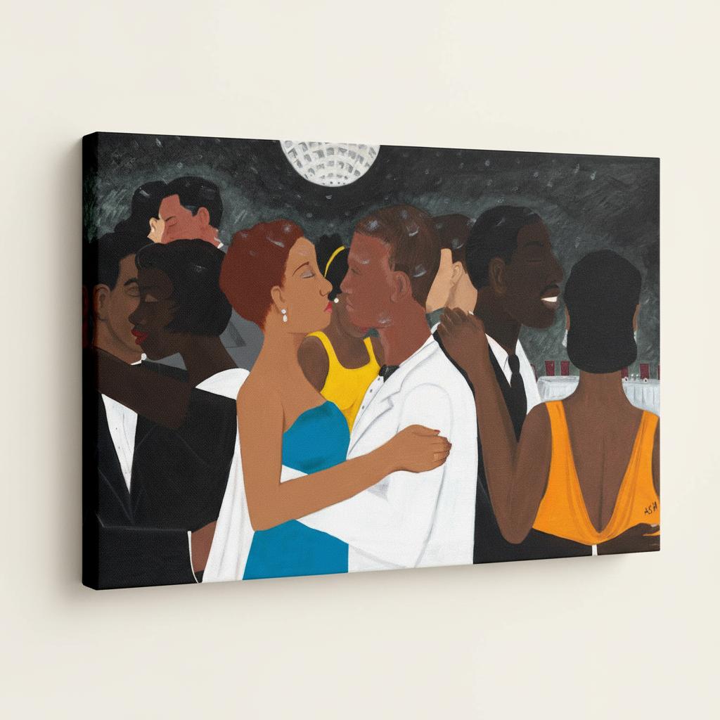 Black Couple Framed Canvas Wall Art (Date Night) | African American Decor