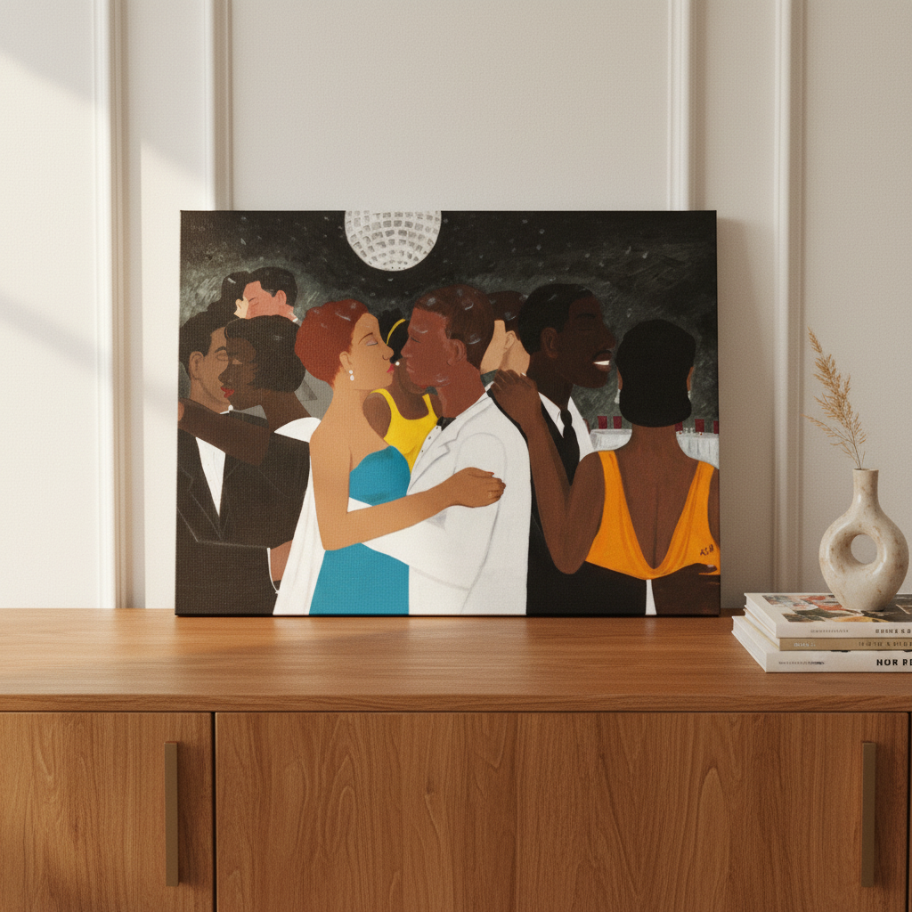 Black Couple Framed Canvas Wall Art (Date Night) | African American Decor
