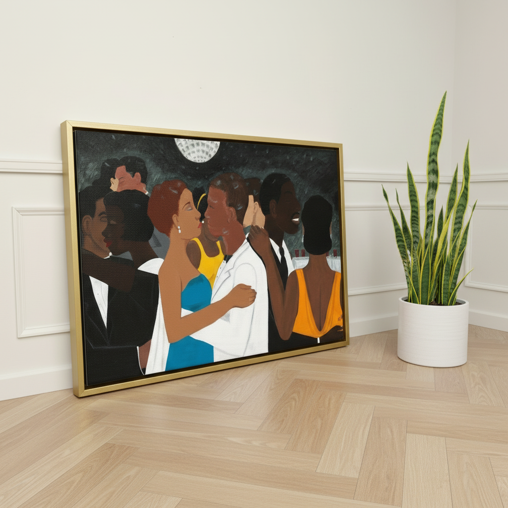 Black Couple Framed Canvas Wall Art (Date Night) | African American Decor