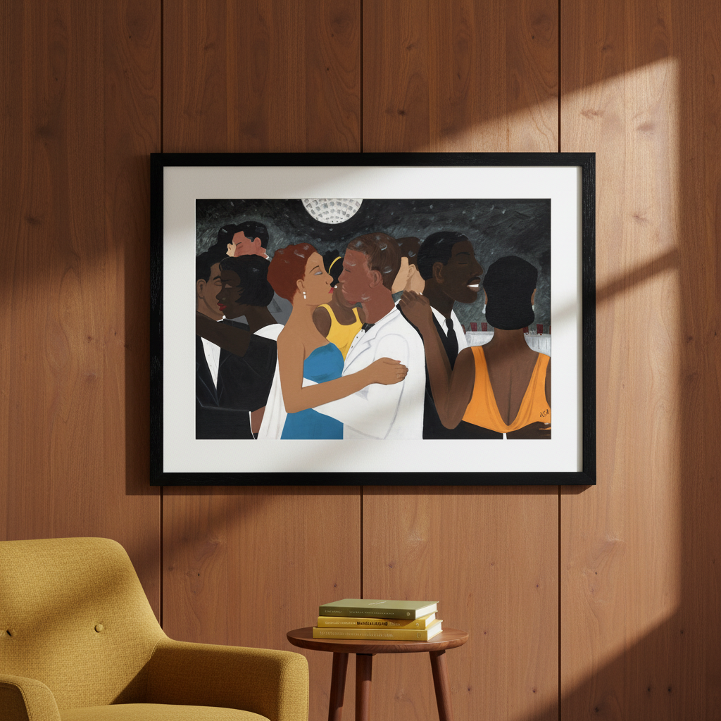 Black Couple Framed Canvas Wall Art (Date Night) | African American Decor
