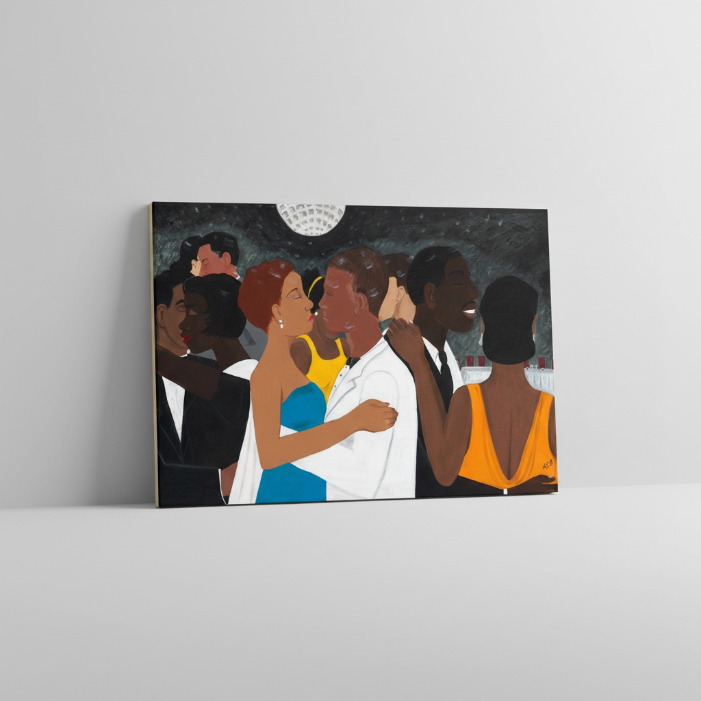 Black Tie Affair original canvas painting — African American formal dance couple original artwork