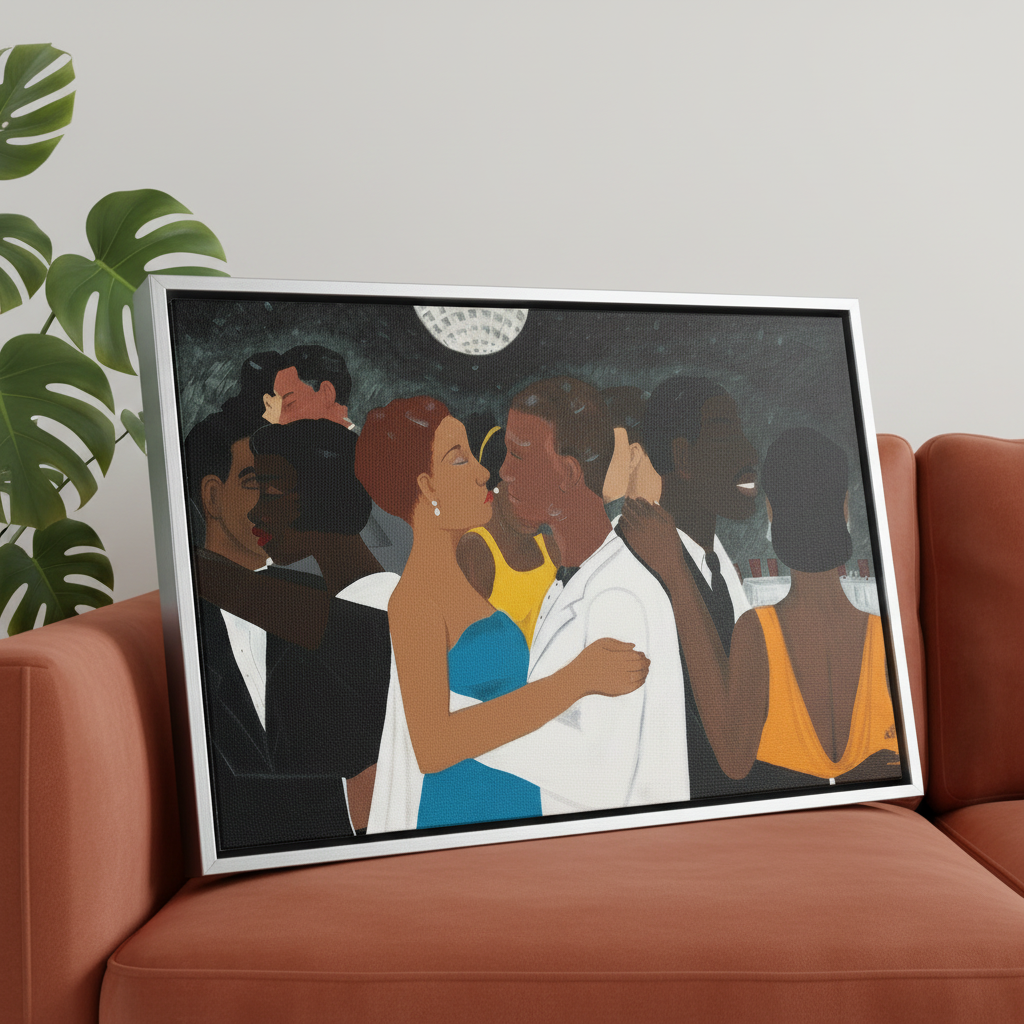 Black Couple Framed Canvas Wall Art (Date Night) | African American Decor
