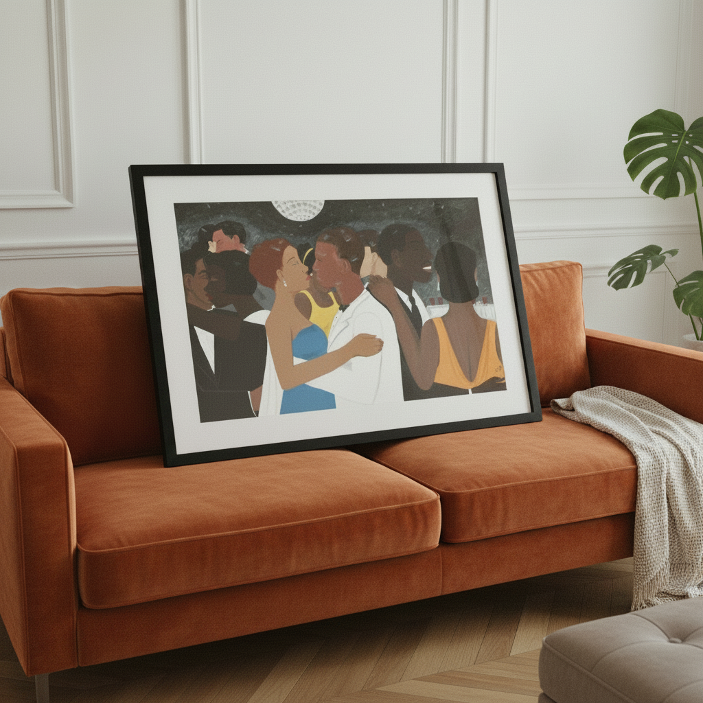 Black Couple Framed Canvas Wall Art (Date Night) | African American Decor
