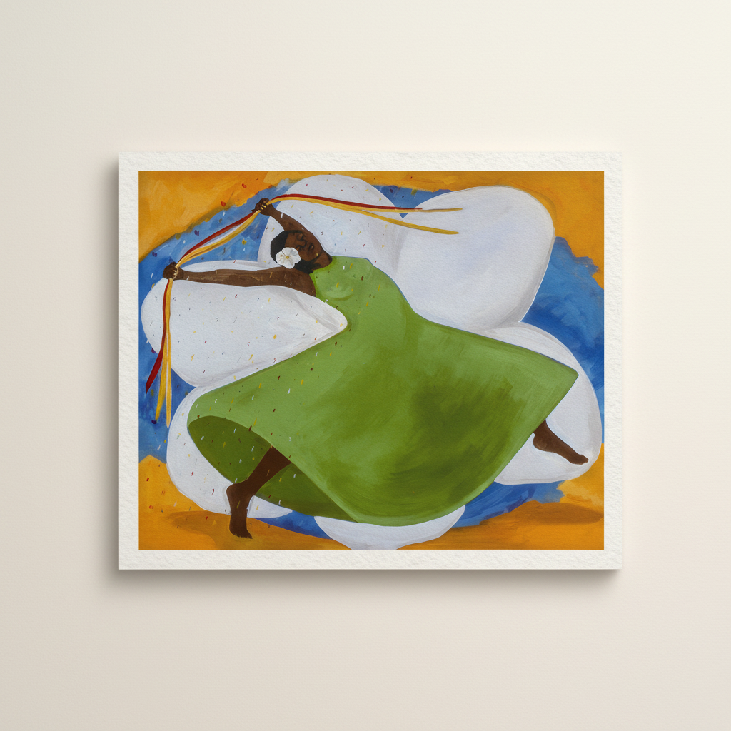 Black Carnival Dance Art Print | Afrocentric Wall Decor