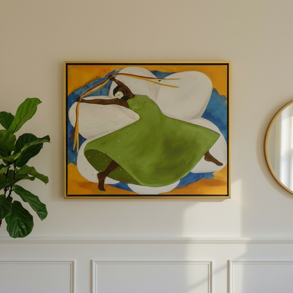 Black Woman Framed Canvas Wall Art (Black Joy) | African American Decor