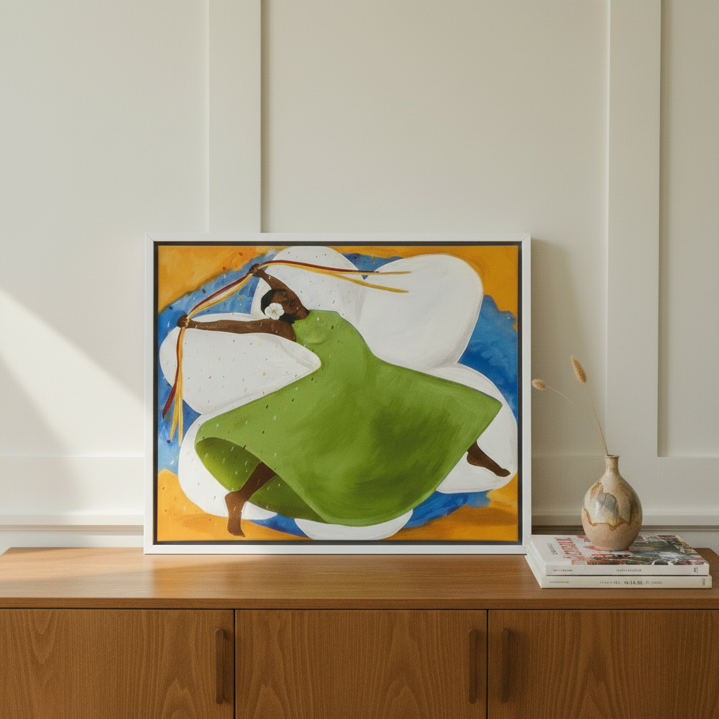 Black Woman Framed Canvas Wall Art (Black Joy) | African American Decor