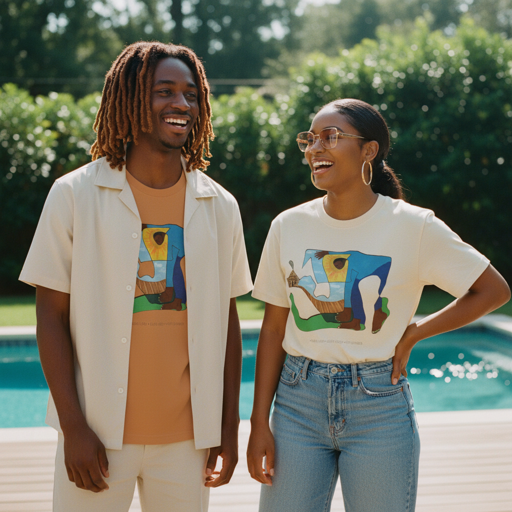 Person wearing The Sharecropper Wearable Art Tee — Art Is Power Vol. I by Inkwell Fine Art Prints