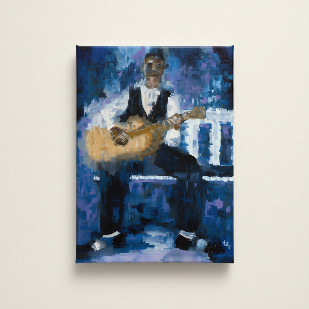 Black Country Guitarist Art Print | African American Music Wall Decor