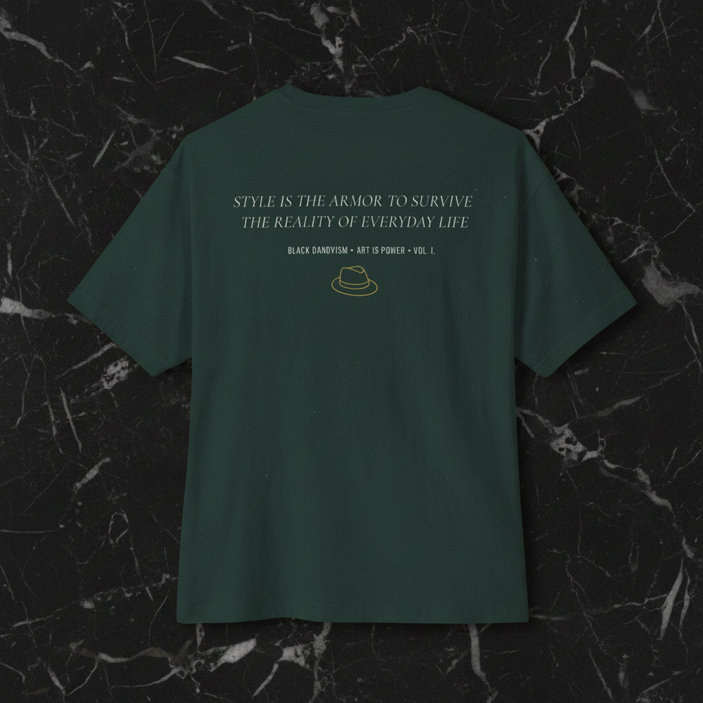 Dressed to Reign forest green tee back flatlay — Art Is Power Vol. I | Inkwell Fine Art Prints