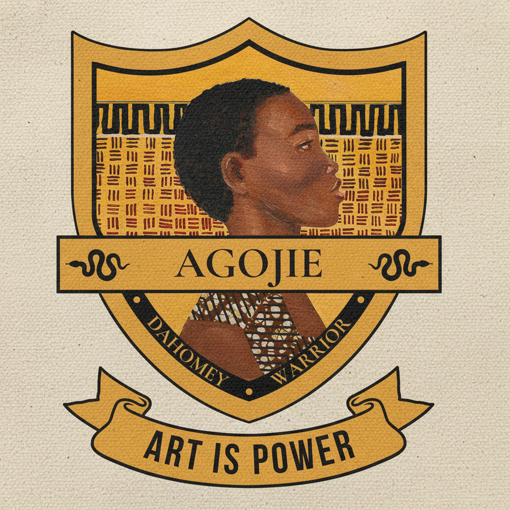 Dahomey Warrior natural canvas tote macro DTG print detail — The Warrior Set — Art Is Power Vol. I | Inkwell Fine Art Prints