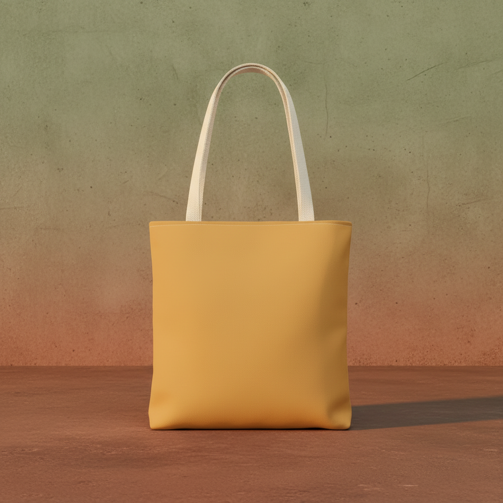 Back panel of Dahomey Warrior tote bag with cream handles — solid back view on clean background