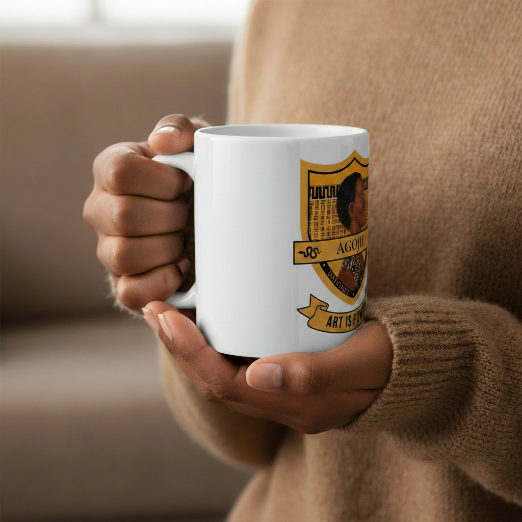 Person holding the Dahomey Warrior ceramic mug — Art Is Power Vol. I by Inkwell Fine Art Prints