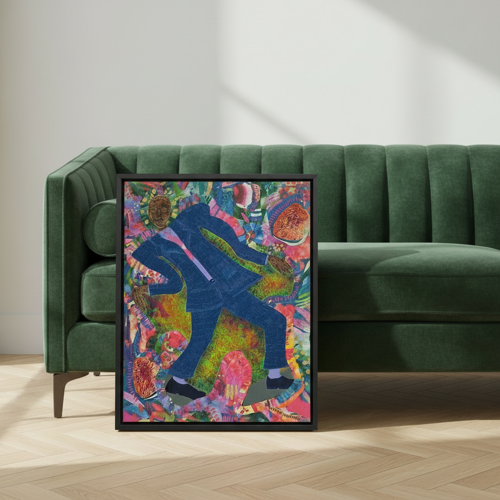 Black Man Dancing Framed Canvas Wall Art | African American Decor