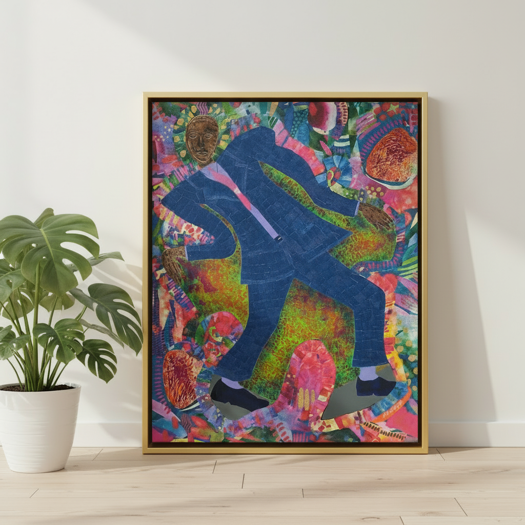 Black Man Dancing Framed Canvas Wall Art | African American Decor