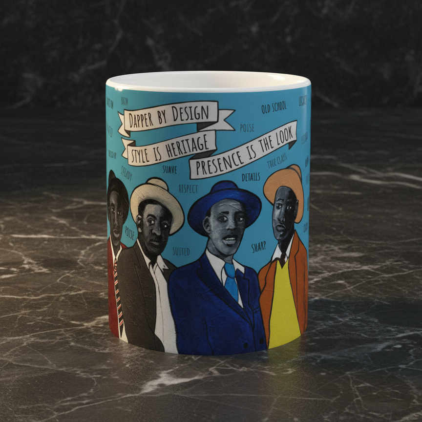 Dapper by Design Black Art Mug (11oz) - Father’s Day Gift - Juneteenth - Groomsmen Mug