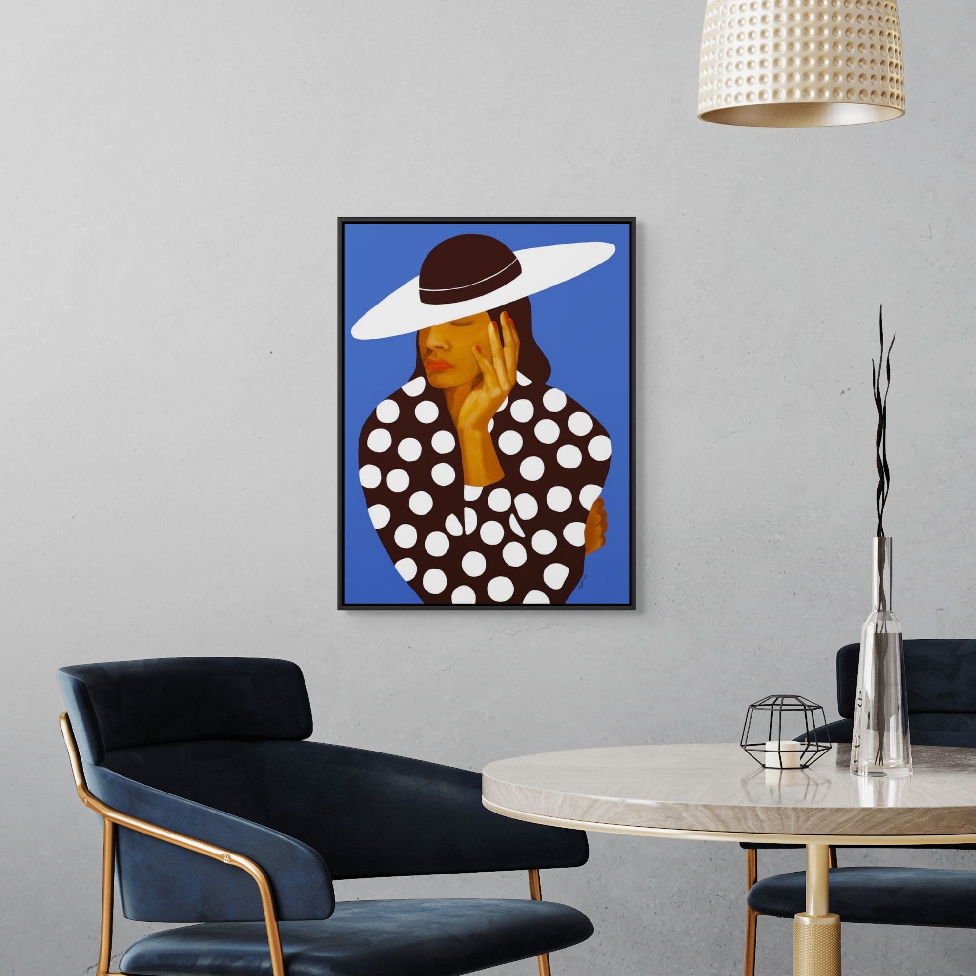 Diva in Black & White Polka Dots – Black Elegance Art Print -  african american art for dining room