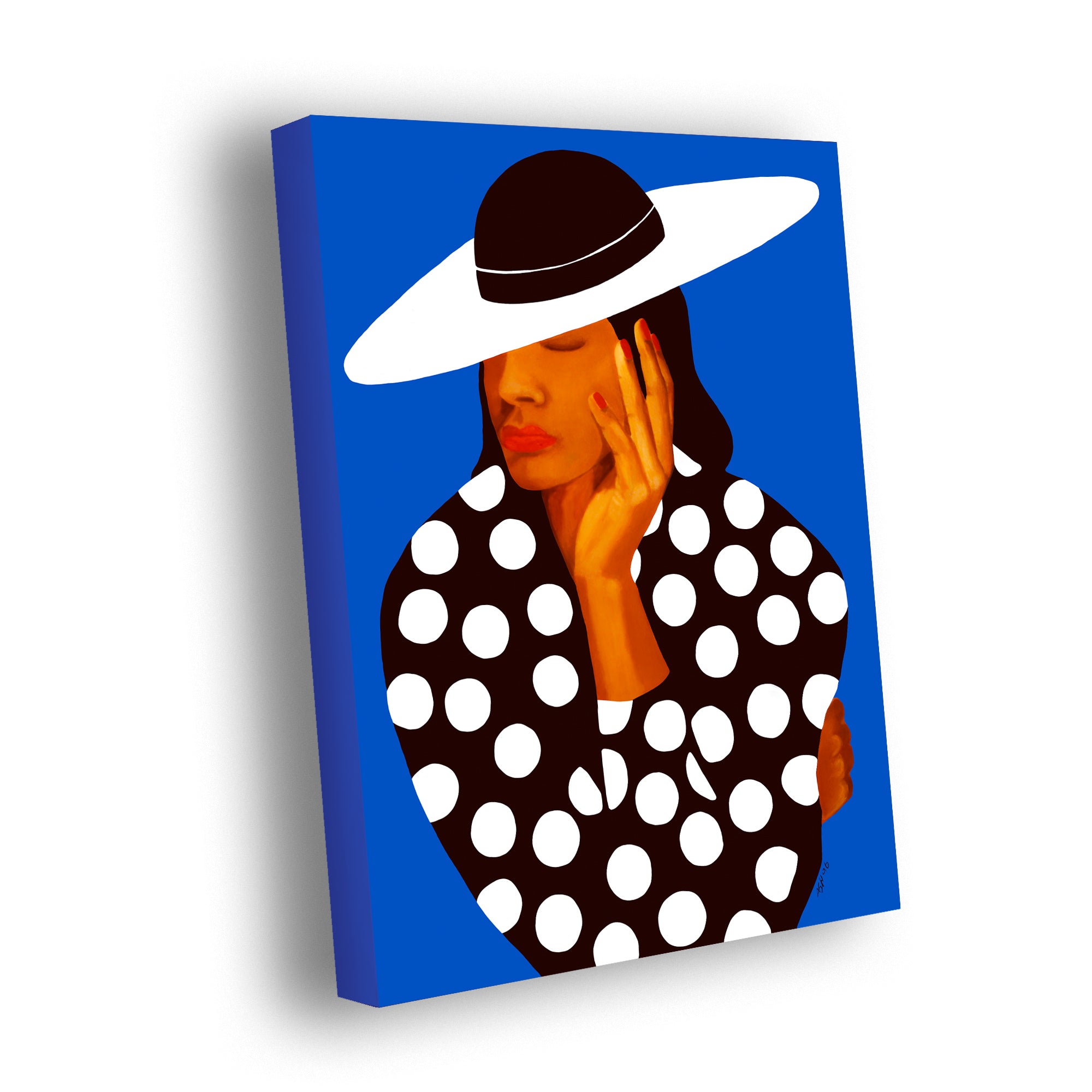 Diva in Black & White Polka Dots – Church Hat art on Canvas - Antionette Simmons Hodges 