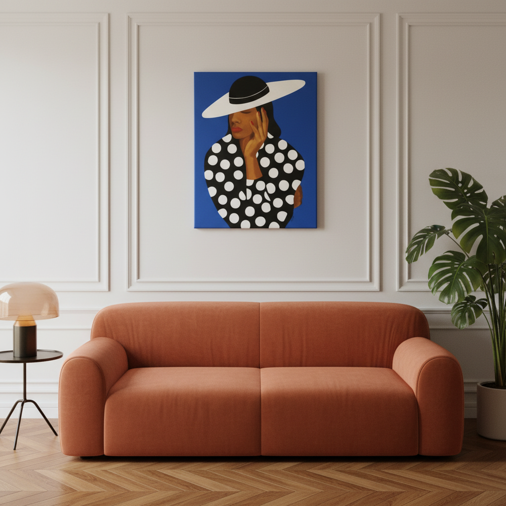 Black Woman Canvas Wall Art (Church Hat) | African American Decor