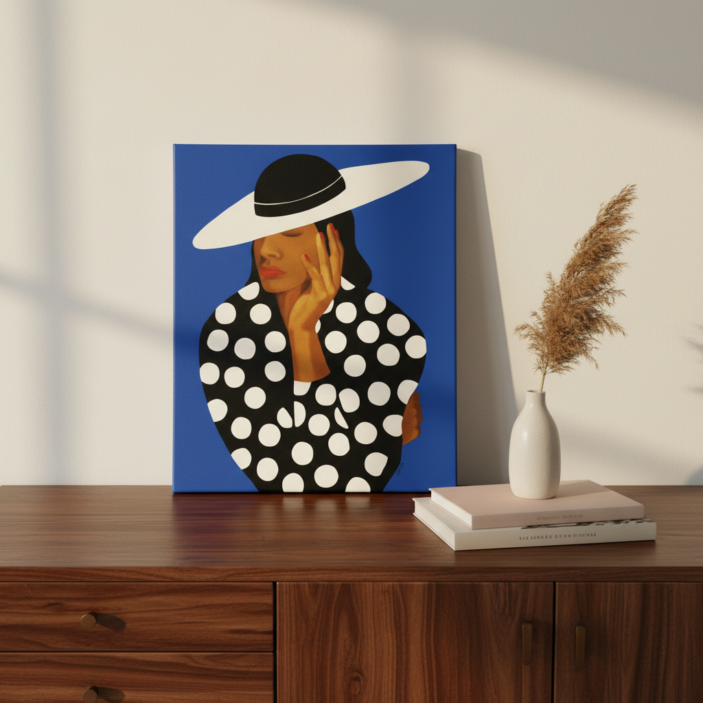Black Woman Canvas Wall Art (Church Hat) | African American Decor