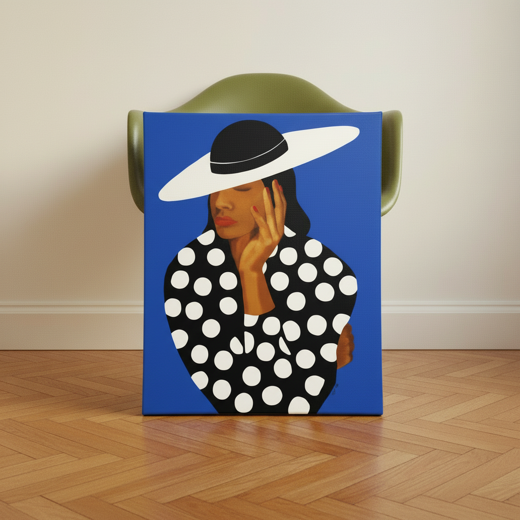 Black Woman Canvas Wall Art (Church Hat) | African American Decor
