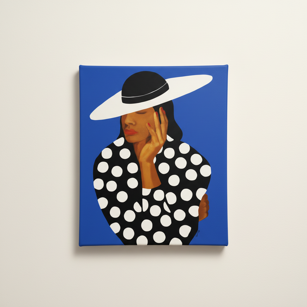 Black Woman Canvas Wall Art (Church Hat) | African American Decor