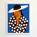 Diva Black woman fashion giclee print — full artwork image of woman in polka dot dress on white paper