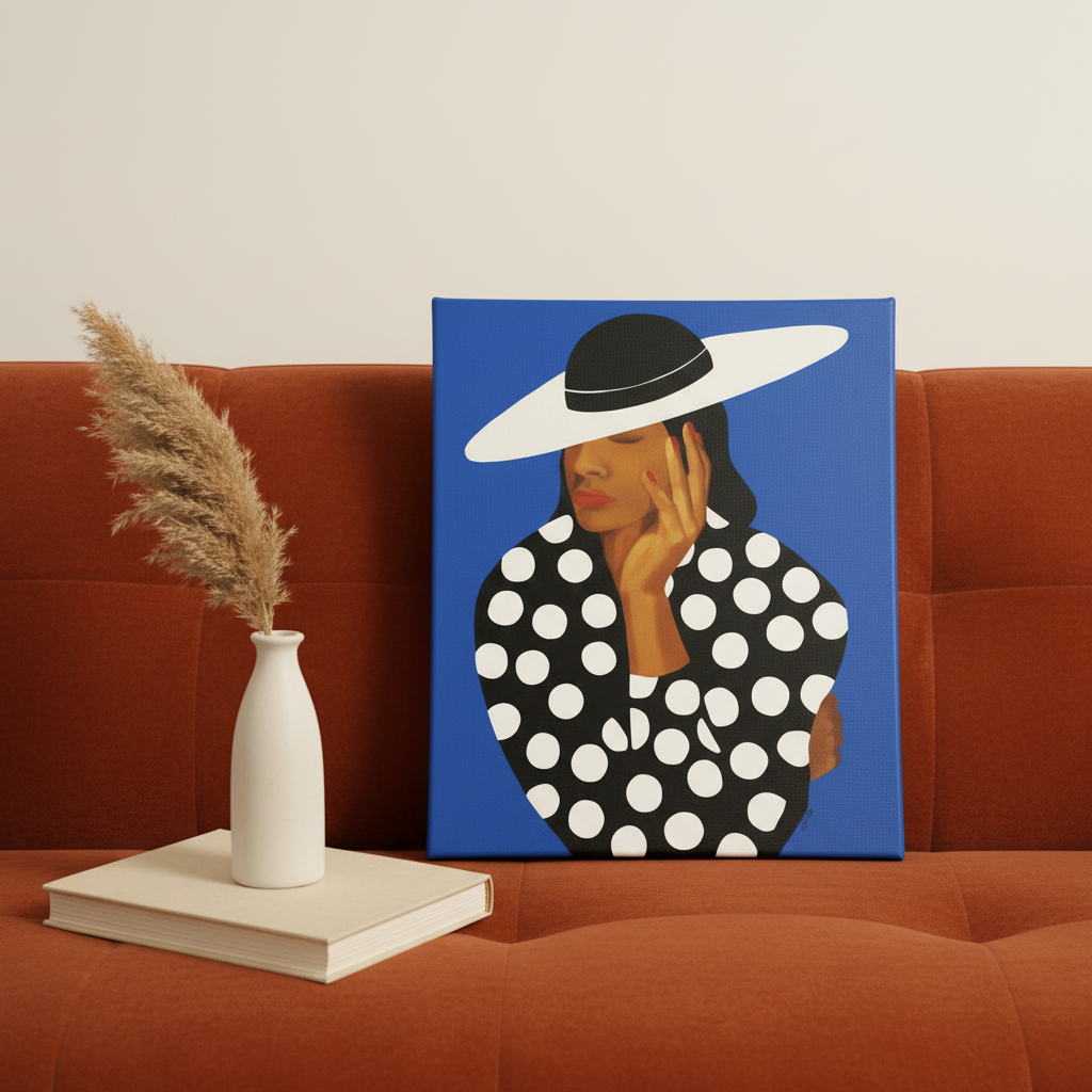 Black Woman Canvas Wall Art (Church Hat) | African American Decor