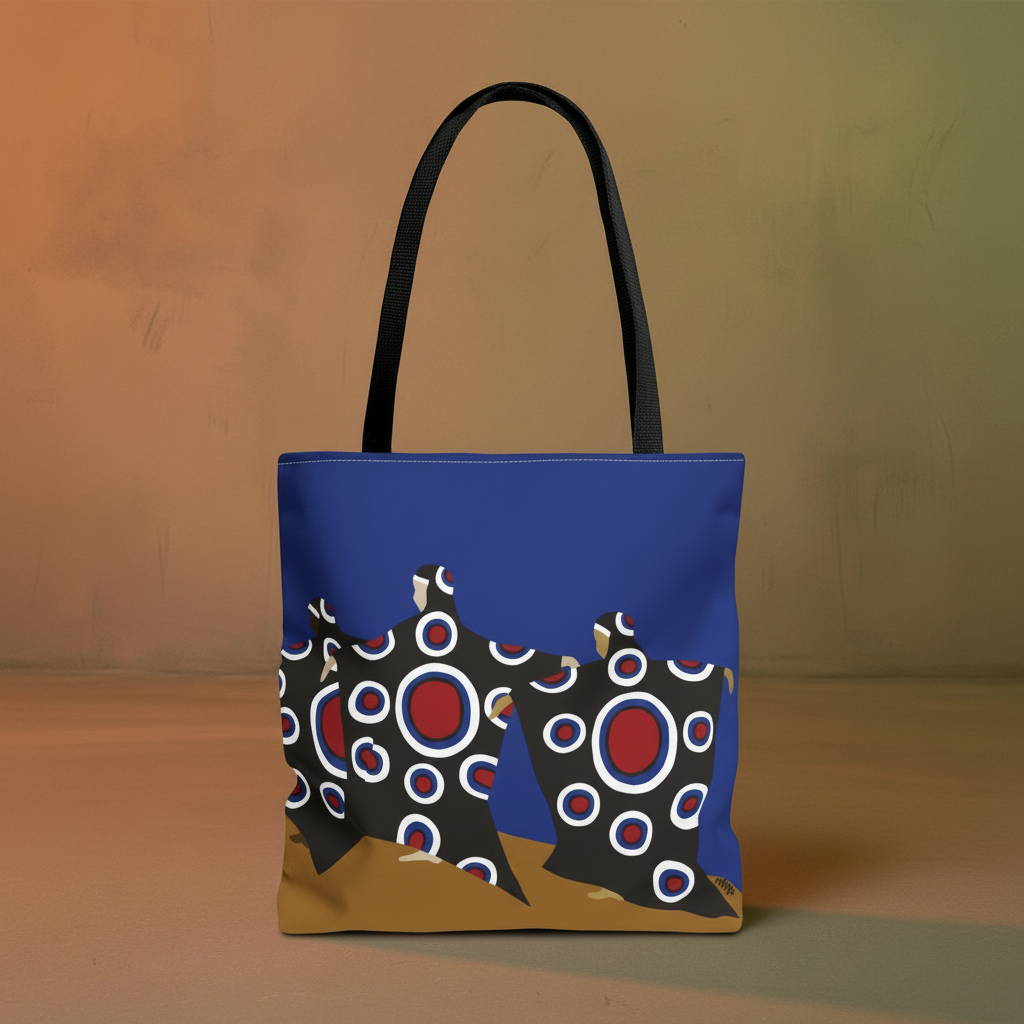 Caribbean Art Tote Bag featuring Dance of the Dougla artwork — front view on white background