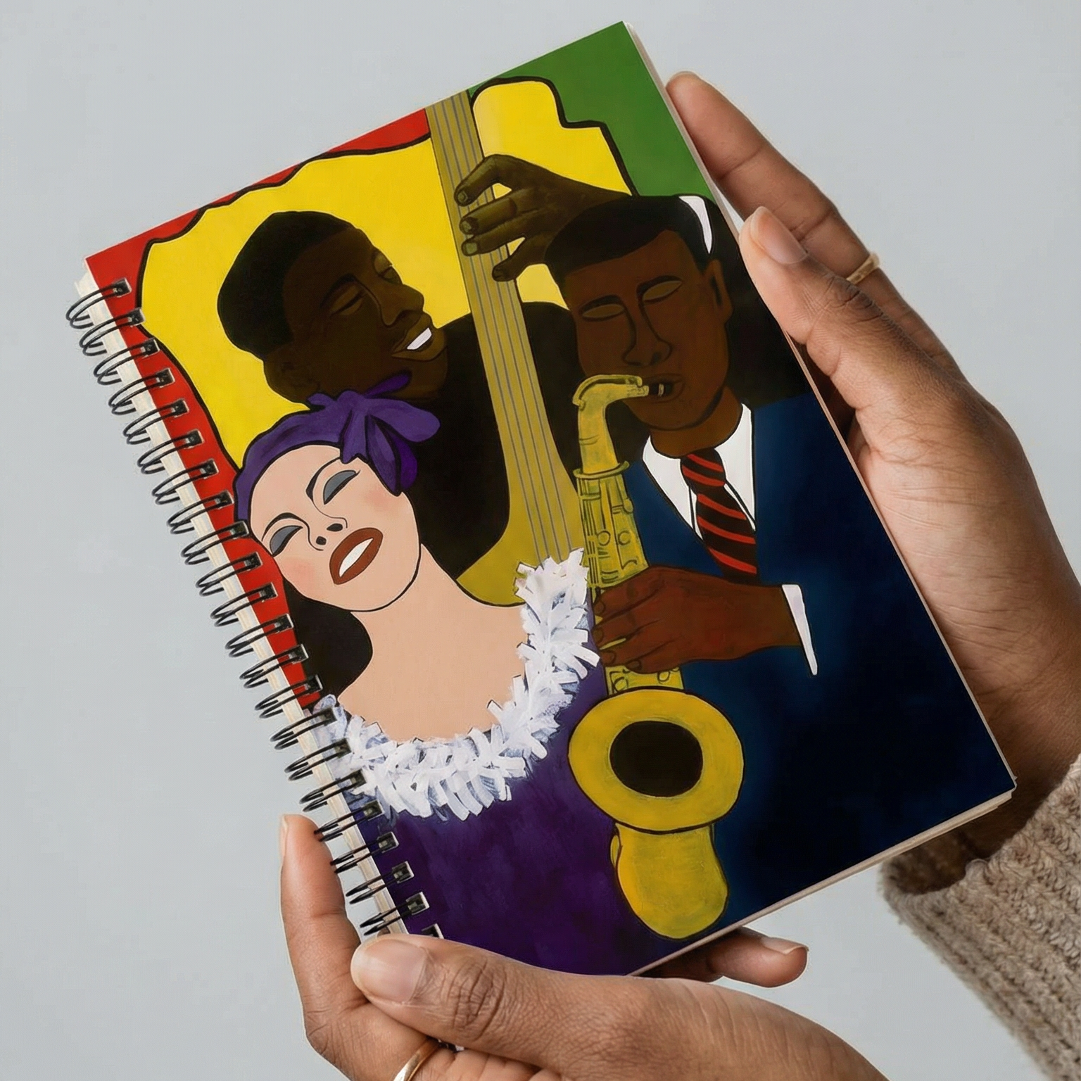 Jazz Trio Spiral Notebook | Feelin' the Rhythm Art, Music Journal, Ruled 6"x8"