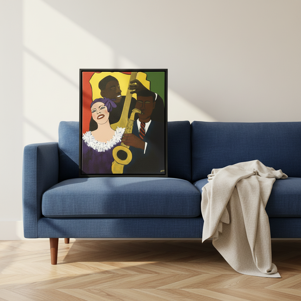 Black Jazz Framed Canvas Wall Art | African American Decor