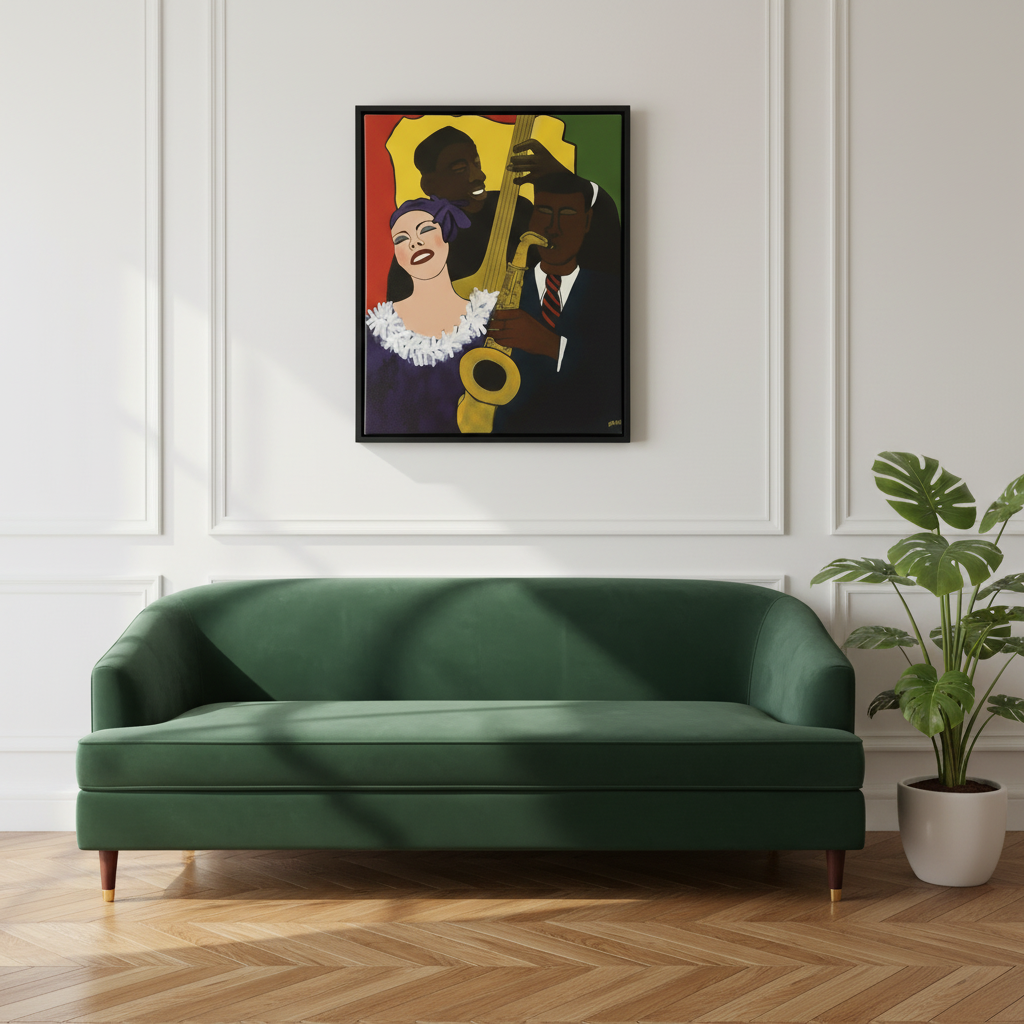 Black Jazz Framed Canvas Wall Art | African American Decor