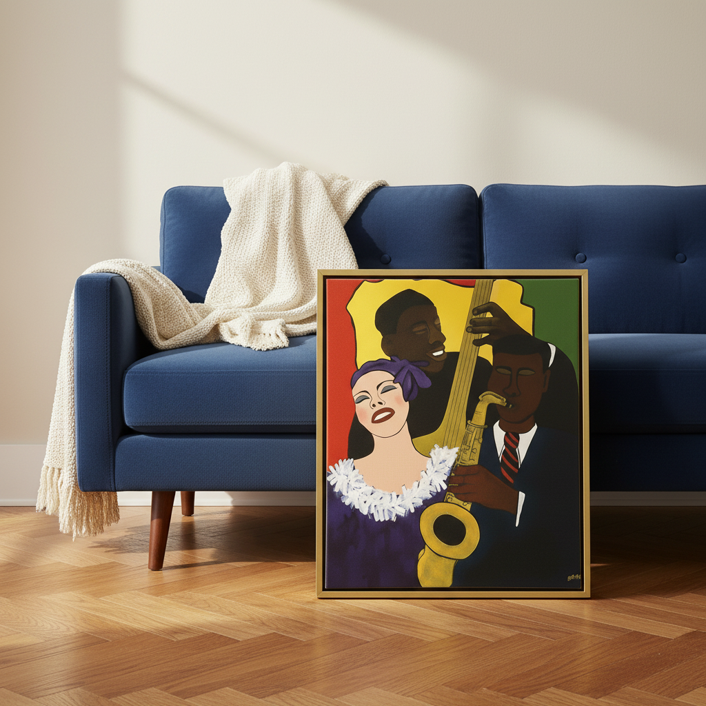 Black Jazz Framed Canvas Wall Art | African American Decor