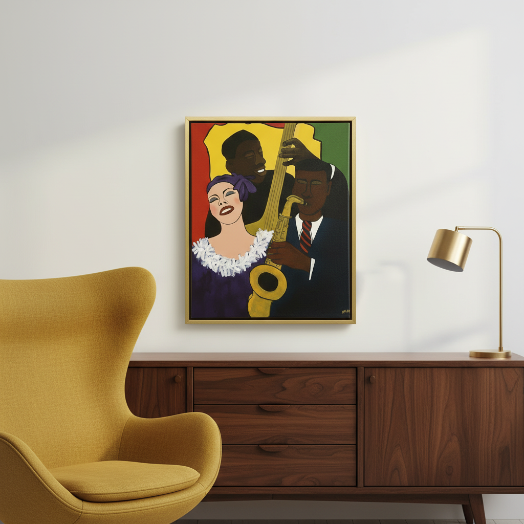 Black Jazz Framed Canvas Wall Art | African American Decor