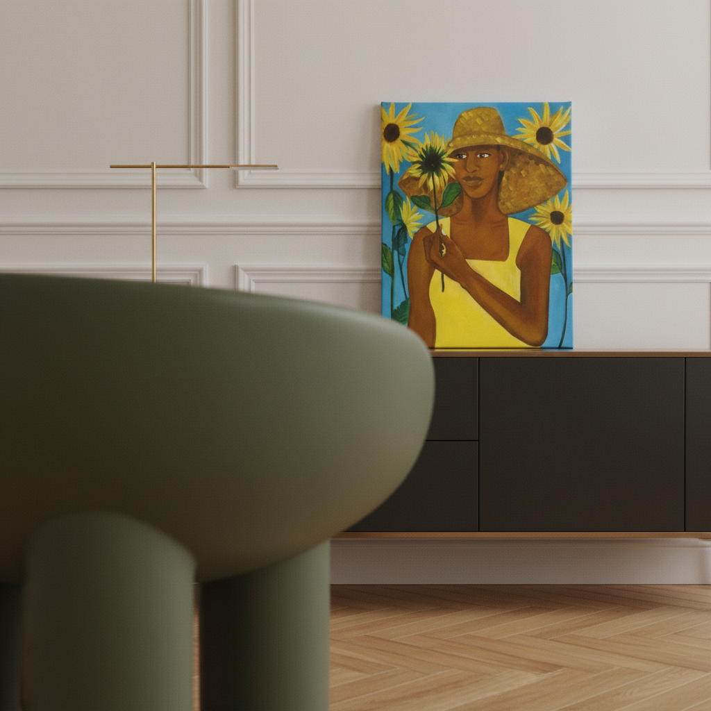 Black Woman Canvas Wall Art (Sunflower) | African American Decor