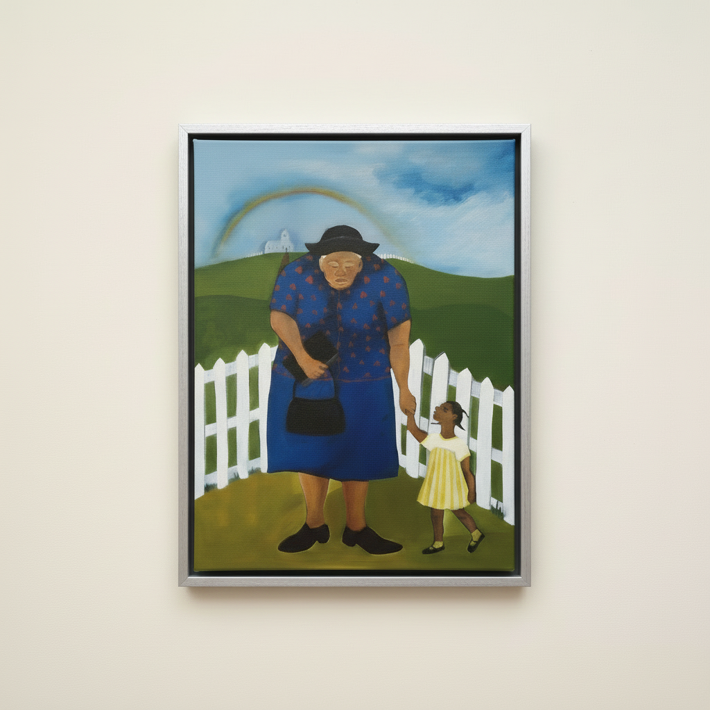Goin' to Church — Framed Canvas Print, Silver