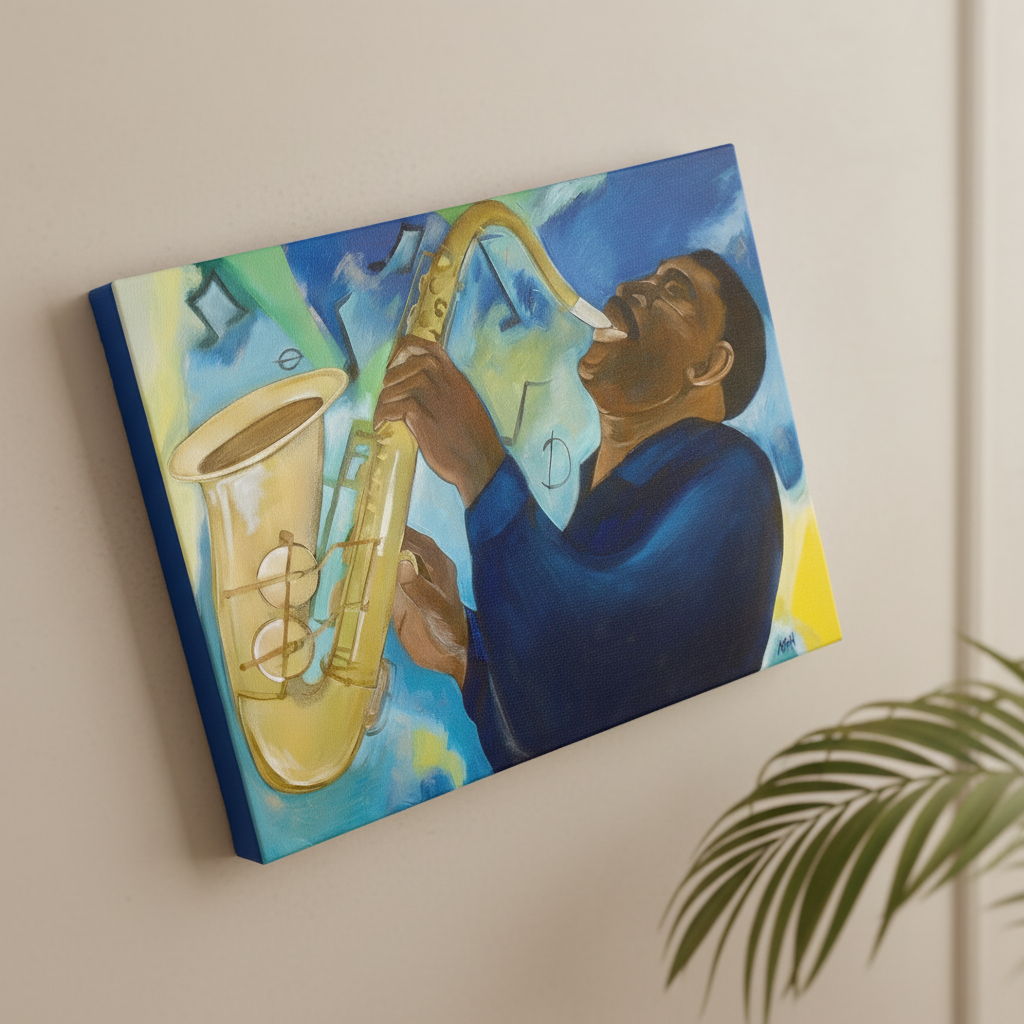 Black Jazz Music Canvas Wall Art | African American Decor