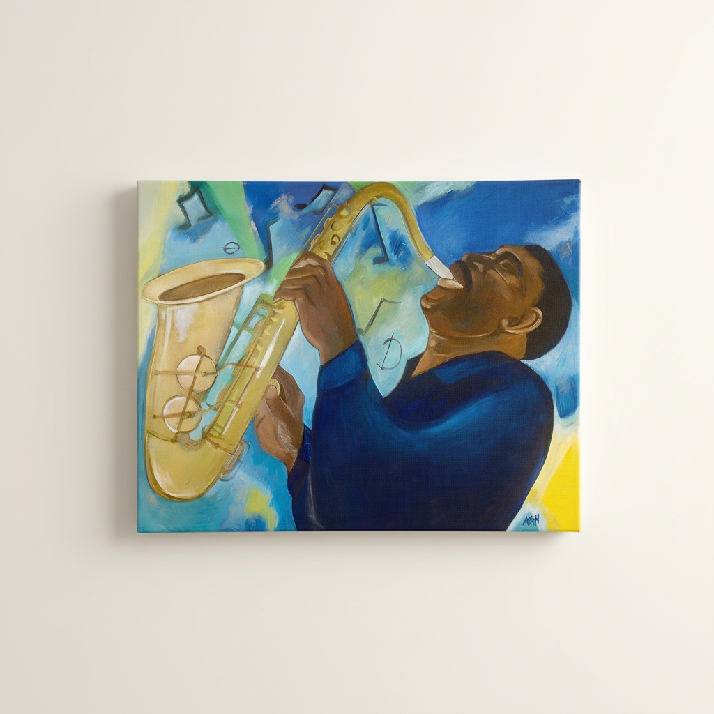Black Jazz Music Canvas Wall Art | African American Decor