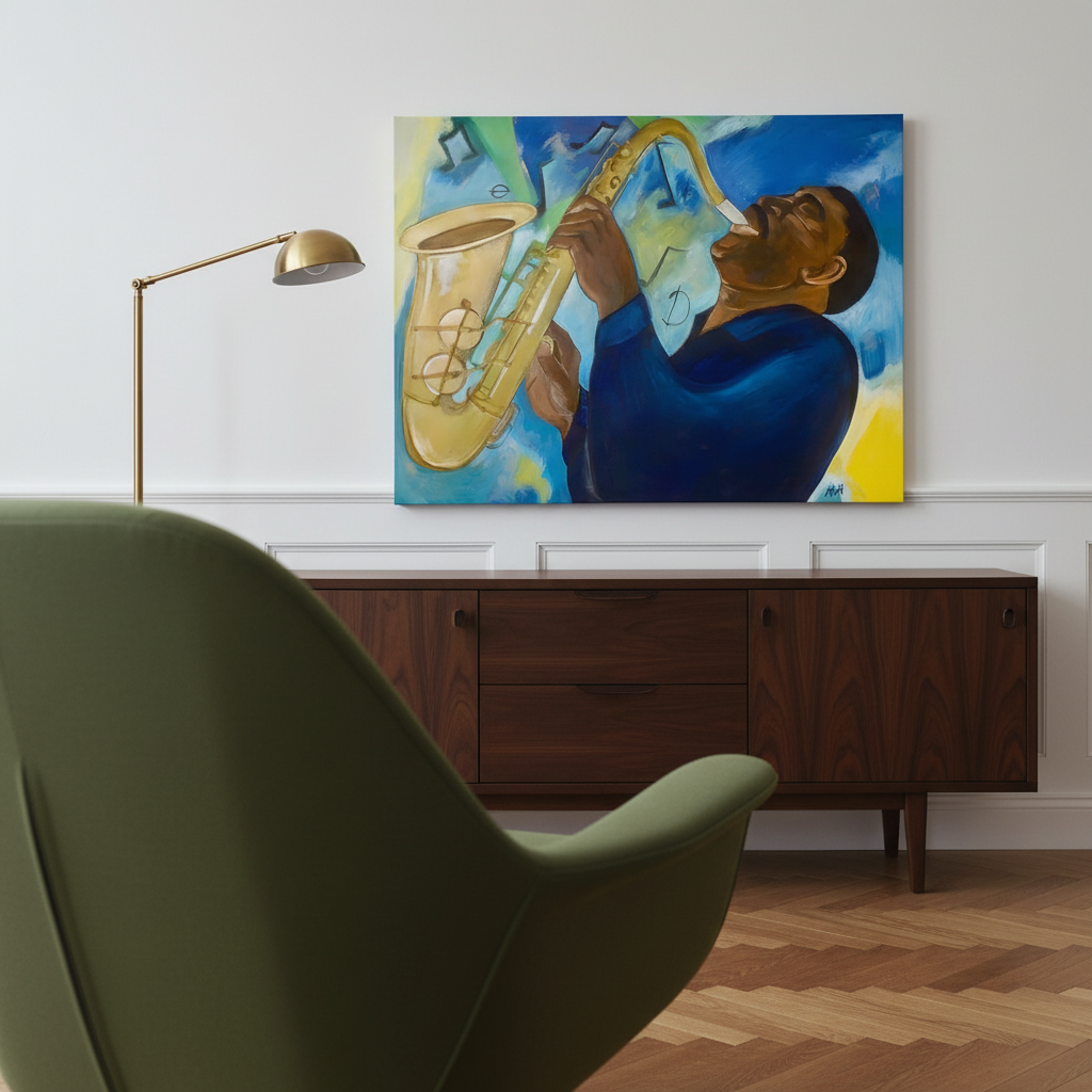 Black Jazz Music Canvas Wall Art | African American Decor