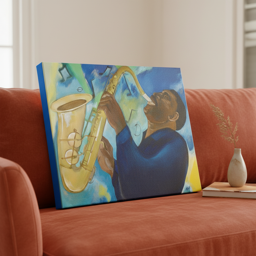 Black Jazz Music Canvas Wall Art | African American Decor